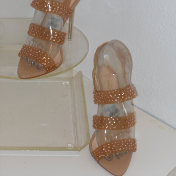 BEBE RHINESTONE CLASSIC STRAPPY SHOES SIZE 6 MEDIUM - Picture 8 of 8